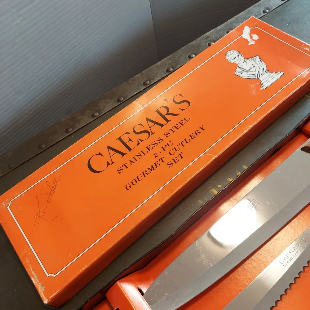Vintage Caesars 2 Piece Gourmet Cutlery Set Stainless Steel Wood Handle Japan